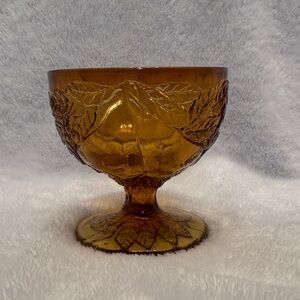 Tiara Glass Burnt Honey "Sweet Pear" Footed Sherbet Cup